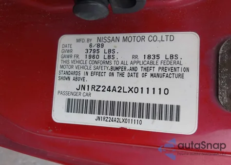 1990 Nissan 300Zx z USA, uszkodzony, nr VIN JN1RZ24A2LX011110